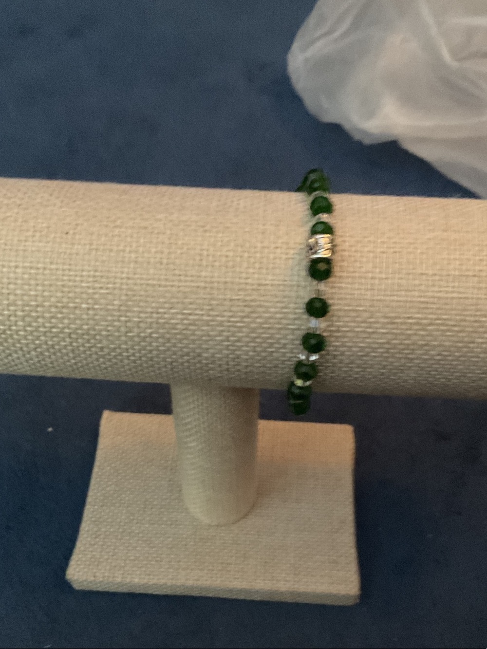 Green Crystal Stretch Bracelet - Unbranded
